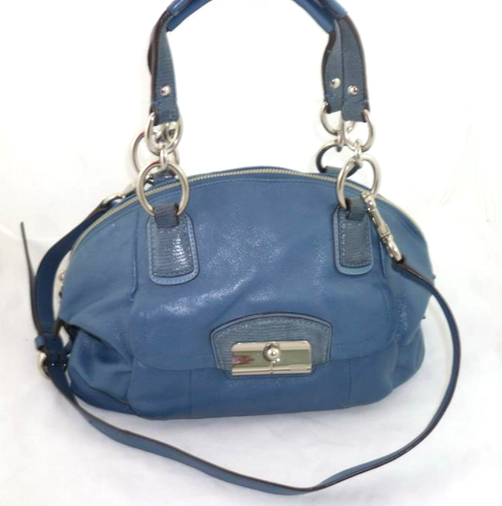 Read COACH 19296 KRISTIN BLUE LEATHER CONVERTIBLE SHOULDER BAG/DOMED SATCHEL